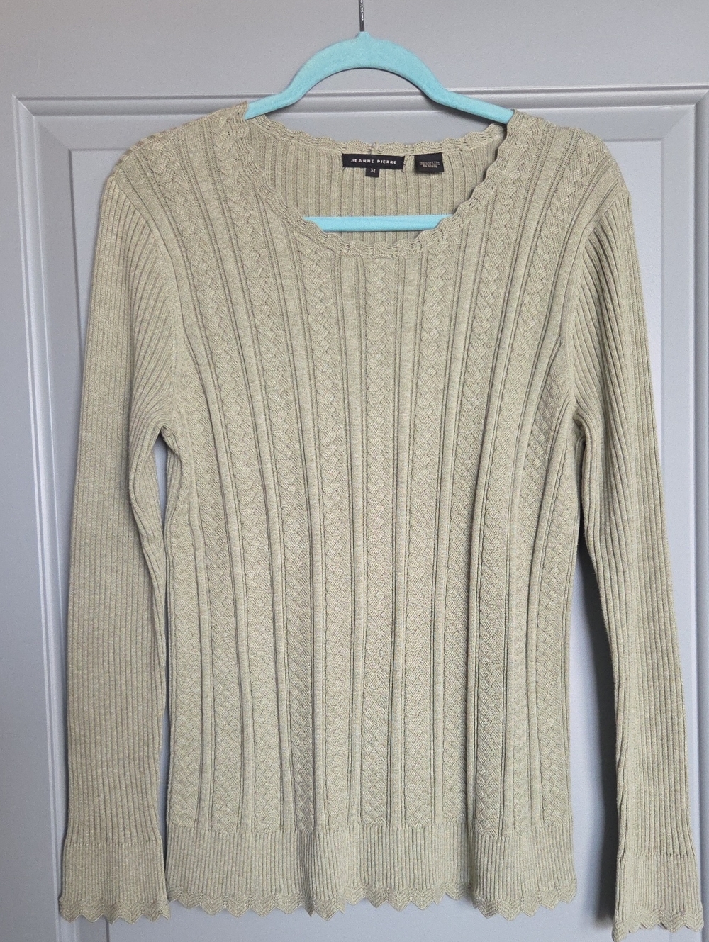 Jeanne Pierre Cable Knit Scoop-Neck Sweater
